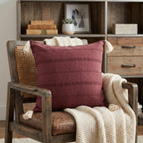 18" X 18" Burgundy 100% Cotton Zippered Pillow