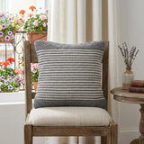 20" X 20" Gray And Ivory 100% Cotton Striped Zippered Pillow