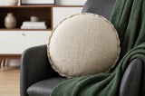 20" X 20" Beige Round Cotton Throw Pillow