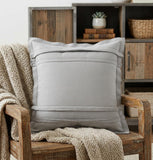 20" X 20" Light Gray Cotton Zippered Pillow