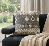 20" X 20" Gray And White 100% Cotton Geometric Zippered Pillow