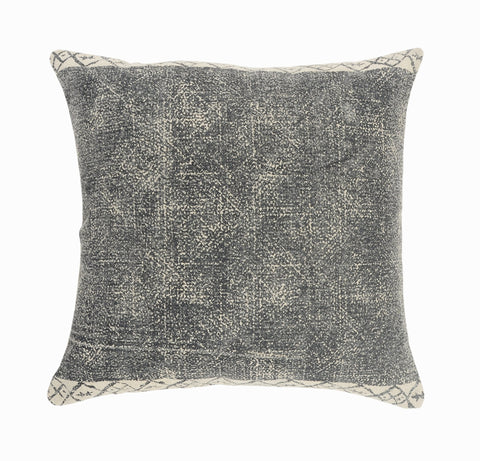 20" X 20" Gray And White 100% Cotton Geometric Zippered Pillow