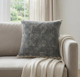 20" X 20" Gray And White 100% Cotton Geometric Zippered Pillow