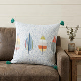 20" X 20" White Blue And Green Polyester Geometric Zippered Pillow