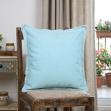 20" X 20" Light Blue 100% Cotton Zippered Pillow