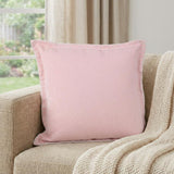 20" Light Pink Cotton Throw Pillow With Embroidered Edges