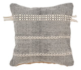 20" Black And Natural Striped Cotton Throw Pillow with Tassels