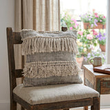 20" Off-White and Black Cotton Throw Pillow