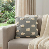 20" X 20" Gray 100% Cotton Zippered Pillow