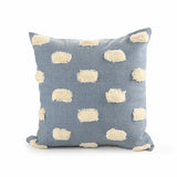 20" X 20" Denim Blue And White 100% Cotton Zippered Pillow