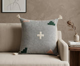 20" X 20" Black Off-White Pink And Green 100% Cotton Geometric Zippered Pillow