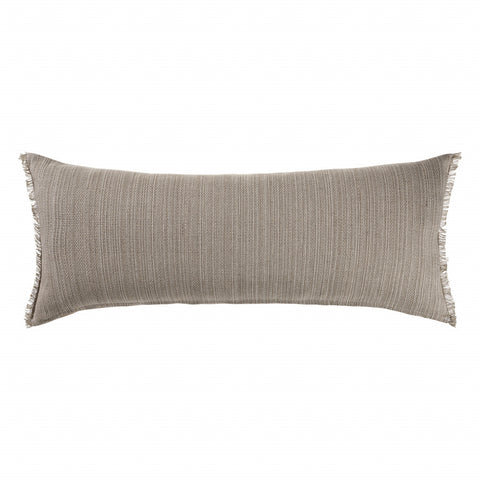 14" X 36" Tan Linen Throw Pillow with Fringe