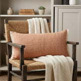 14" X 36" Orange And Tan 100% Cotton Zippered Pillow