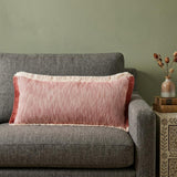 14" X 36" Auburn Red And White 100% Cotton Geometric Zippered Pillow
