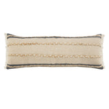 14" X 36" Black Tan And Taupe Jute Striped Zippered Pillow