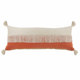 14" X 36" Orange and Off White Throw Pillow