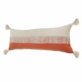 55" X 70" Terra Cotta And White Herringbone Cotton Blend C Initial Throw Blanket with Tassels And Embroidery