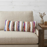 14" X 36" Red and White Throw Pillow