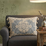 14" X 20" Gray And Ivory 100% Cotton Abstract Zippered Pillow