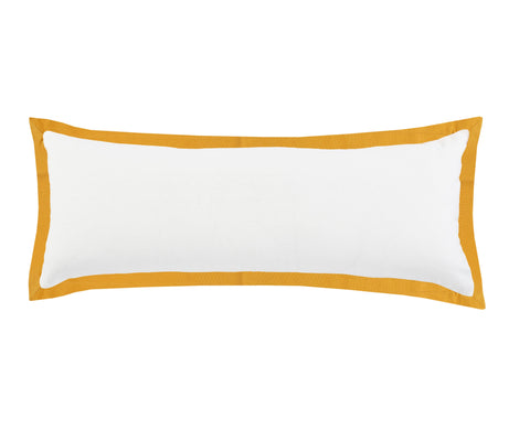 14" X 36" White And Yellow Cotton Color Block Throw Pillow