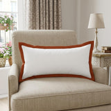 14" X 36" White And Red 100% Cotton Geometric Zippered Pillow