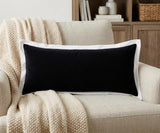14" X 36" Black And White 100% Cotton Geometric Zippered Pillow