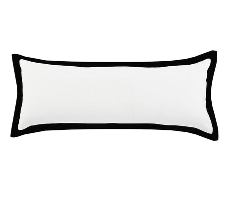 14" X 36" Black And White Cotton Color Block Throw Pillow