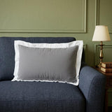 14" X 36" Gray And White 100% Cotton Geometric Zippered Pillow