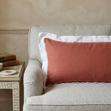 14" X 36" Deep Coral And White 100% Cotton Geometric Zippered Pillow