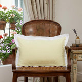 14" X 36" Light Yellow And White 100% Cotton Geometric Zippered Pillow