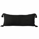 14" X 36" Black Cotton Throw Pillow with Tassels