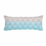 14" X 36" Light Blue And Off-White 100% Cotton Geometric Zippered Pillow