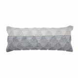 14" X 36" Gray And Off White Cotton Geometric Throw Pillow