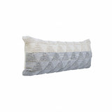 14" X 36" Gray And Off White Cotton Geometric Throw Pillow