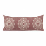 14" X 36" Dusty Rose And White Cotton Medallion Throw Pillow