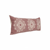 14" X 36" Dusty Rose And White Cotton Medallion Throw Pillow