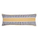 14" X 36" Yellow Black And White Cotton Striped Throw Pillow