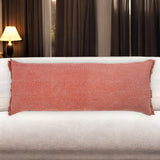 14" X 36" Rose Pink Stonewashed Cotton Throw Pillow With Fringe