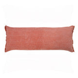 14" X 36" Rose Pink Stonewashed Cotton Throw Pillow With Fringe