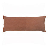 14" X 36" Terra Cotta Stonewashed Cotton Throw Pillow With Fringe