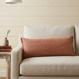 14" X 36" Terra Cotta Stonewashed Cotton Throw Pillow With Fringe