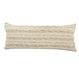 14" X 36" Cream Gray And Tan Cotton Striped Throw Pillow