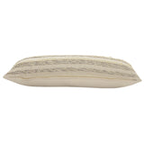 14" X 36" Cream Gray And Tan Cotton Striped Throw Pillow
