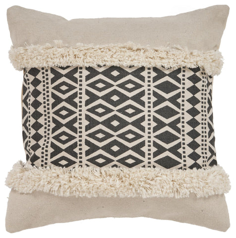 6' Ivory And Taupe Geometric Runner Rug