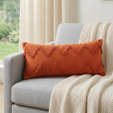 14" X 36" Orange 100% Cotton Zippered Pillow