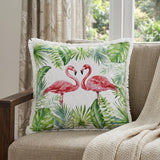 20" Green Pink And White Bird Throw Pillow
