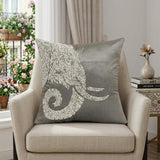 20" X 20" Gray And Silver Elephant Polyester Animal Print Zippered Pillow