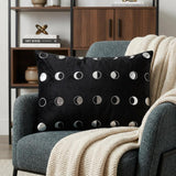14" X 20" Black And Silver Geometric Throw Pillow
