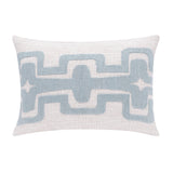 16" X 24" Light Blue And Ivory 100% Cotton Geometric Zippered Pillow
