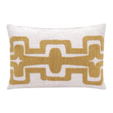 16" X 24" Yellow And Ivory 100% Cotton Geometric Zippered Pillow